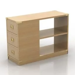 Ash Wood Rack Shelf 3d model