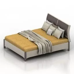 Yellow Double Bed With Mattress 3d model