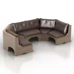 Curved U Leather Sofa, Multiple Seats 3d model
