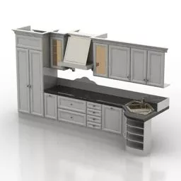 Country Kitchen Cabinet With Hood 3d model