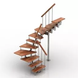 Home Stair With Seel Frame 3d model