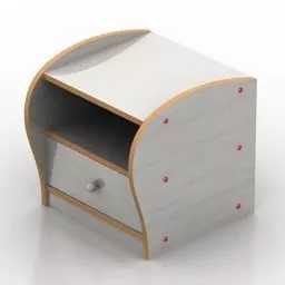 Curved Edge Nightstand White Mdf 3d model