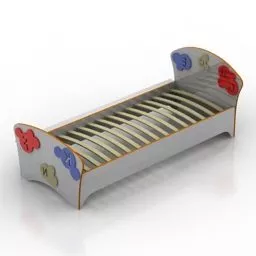 Kid Bed With Colorful Label Decoration 3d model