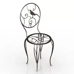 Boutique Steel Chair Floral Decoration 3d model