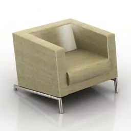 Leather Armchair Inox Leg 3d model