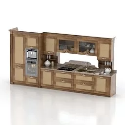Kitchen Cabinet Country Style With Accessories 3d model