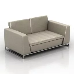 Two Seats Sofa Beige Upholstered 3d model