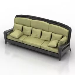 Retro Camel Sofa Tufted Back 3d model