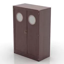 Wooden Wardrobe With Circle Open Door 3d model