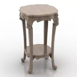 Vintage Wood Console Table 3d model