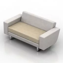 Simple Upholstered Sofa, Beige Color 3d model