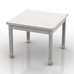 White Table With Gold Leg 3d model