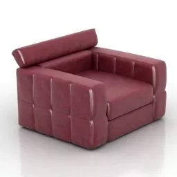 Red Leather Armchair, Old Style 3d model