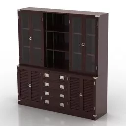 Bedroom Bookcase With Multiple Drawers 3d model
