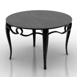 Antique Round Table With Curved Legs 3d model