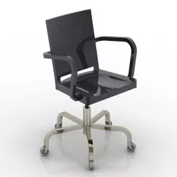 Office Black Wheels Armchair 3d model