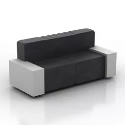 Upholstered Sofa Black White 3d model