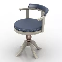 Round Armchair Antique Leg 3d model