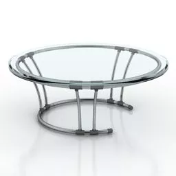 Round Table Glass Top, Circle Inox Stand 3d model