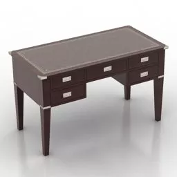 Antique Wood Work Table With Drawers 3d model