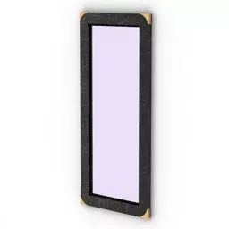 Wood Frame Rectangular Mirror On Wall 3d model