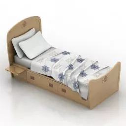 Double Bed Retro Texture 3d model