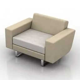Simple Upholstered Armchair Beige Leather 3d model
