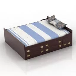 Bed With Under Drawers 3d model