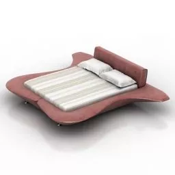 Double Bed With Red Mattress 3d model