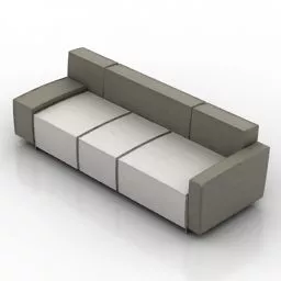 Sofa 3 Seaters Brown Leather 3d model