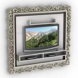 Tv Cabinet With Carved Frame Decoration 3d model