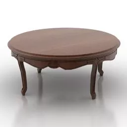 Antique Round Walnut Table 3d model