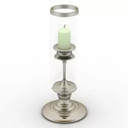 Candlestick With Glass Cylinder Cover 3d model