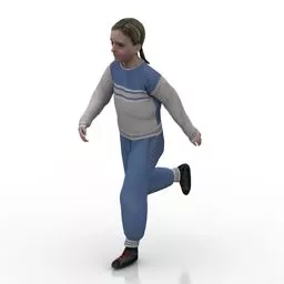 Children Girl Walking Character 3d model