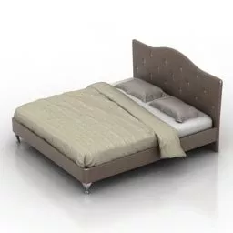 Brown Bed With Blanket 3d model