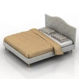White Double Bed With Blanket 3d model