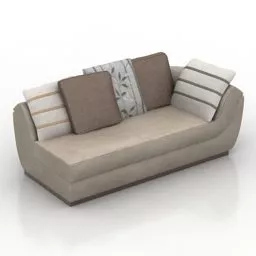 Waiting Sofa Curved Shape With Pillow 3d model