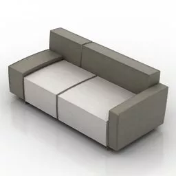 Sofa Two Seats White Brown Color 3d model