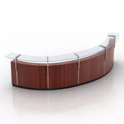Office Curved Reception Red Wood 3d model