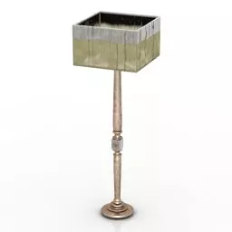 Antique Torchere Floor Lamp, Square Shade 3d model