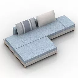 Corner Sofa L Shape, Thin Upholstered 3d model
