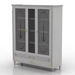 White Cabinet Glass Door 3d model
