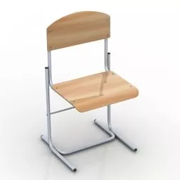 School Chair Wooden Seat 3d model
