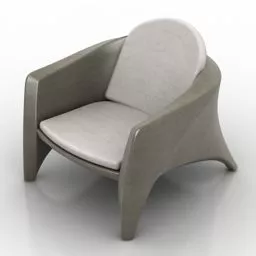 Plastic Form Armchair With Thin Upholstered 3d model