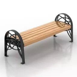 Classic Park Bench Steel Frame 3d model