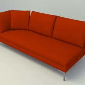 Sofa vải đỏ 3 chỗ mẫu 3d