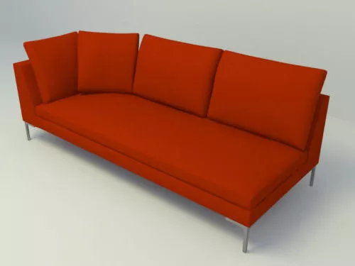 3 Seaters Red Fabric Sofa 3d model 3 Seaters Red Fabric Sofa 3d model
