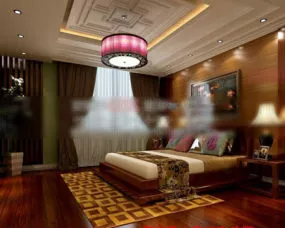 Hotel Chinese Style Bedroom Interior 3d model