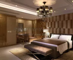 Leather Furniture Hotel Room Interior 3d model