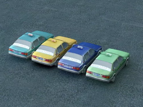 Cartoon Vintage Taxi Cab 3d model